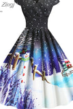 Women Christmas Dress 2023 Festival Party Vestidos Short Sleeve V Neck Elegant Casual Vintage Winter Dress