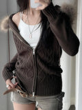 And Winter New Retro T-Necked Open Shirt Sweater Repair Hot Girl Warm Hair Hooded