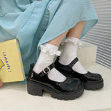 Red British Small Leather Shoes Women Thick-Soled Mary Treasure Shoes Buckle High Heel Single Shoes Lolita Students JK Uniform
