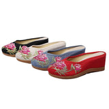 Zingj High Heel Hot Diamond Women's Cloth Shoes Summer Linen Embroidery Ethnic Wind Outside Wear Cool