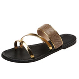 Zingj Large Size Flat Slippers Women's Classic Bright Diamond One-Line Casual