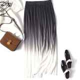 Women Wide Leg Chiffon Fashion Gradient Various Colors Leisure Loose Elastic Waist Folds Ankle-length Breathable
