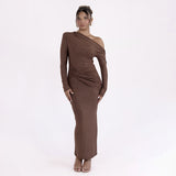 And Winter New Women's Hot Fashion Sexy Folding Shoulder Long Sleeves Of The Hip