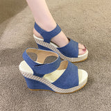 Women's Sandals 2025 Summer New Thick-Bottomed Large Cloth Fish Mouth With High