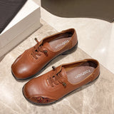 And Autumn Women's Shoes Soft Leather Flat Bottom New Anti-Slip Chinese Wind Comfortable Middle-Naught Mother Tied Grandmother Shoes Low