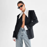 New Fake Two-Piece Spliced Suit Jacket Women Loose Fashion High-End Temperament Out Of The
