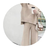 Knitted Broad Leg Trousers Set Two Sets Of Women's Autumn And Winter 2025 New Cashmere Sweater Broad Leg Pants Trousers Qi