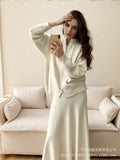 Loose Knitted Suit Women 2025 Autumn And Winter New Zipper Sweater + Fishtail