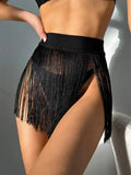 Women Summer Tassel Dress Bathing Suit Clothes For Beach Swimsuit Fringed Skirt Bikini Bust Overskirt Solid Cover