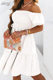 Dress Women Summer Sexy Off Shoulder Dresses Female Slash Neck Backless Puff Sleeve Dress Ladies Elegant Beach Party