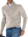 New Winter Long Sleeve V-Neck De-Yvet Zipper Men's Casual Polo