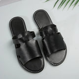 Flat Bottom Hollow One-Word Slippers Women Leisure Hollow Fish Mouth Beach Cold Slippers