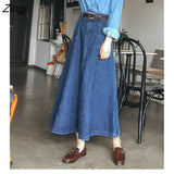 Women High Waist Pleated Medium-long Fashion Chic Korean Style All-match Elegant Office Ladies Simple High Waist