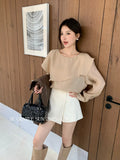 Xixi 2025 Autumn White Standard Korean Version Of Elegant Sky Silk Temperament Lotus Leaf Thin Chiffon Small Shirt