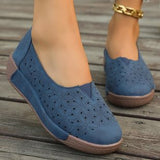 Ladies Hole Shoes 2025 Summer New Round Head Flat Bottom Hollow Casual Lazy Shoes Women's Singles