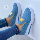 New Large-Size Sports Single Shoe Pine Cake Flat Bottom Zipper Solid Color Casual
