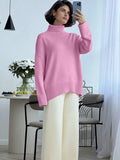 Multi-Color High-Necked Solid-Color Sweater Women Loose Collar Collar Collar Women's Clothing