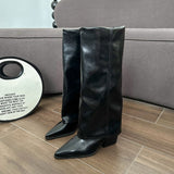 2025 New Sharp Head Thick And Long Trouser Boots Children Net Red Fashion High Boots High Boots High Fashion