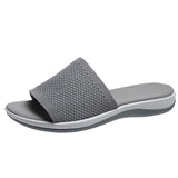 Sandals Women's 2025 Spring And Summer New Knitted Thick-Solle Beach Shoes Word Plus-Size Flat-Bottom Slippers