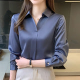 Women Blouses Elegant Shirts for Women Silk Fashion Vintage Womens Tops 2023 Spring New Solid Women Clothing Casual