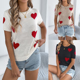 Shooting 2025 Spring And Summer Casual Love Short-Sleeved Knit Shirt Valentine's Day Dress Women's