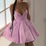 Lavender V-neck Strapless Mini Dress- Outfit