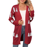 And Winter New Sweater Women's Knitted Loose Christmas Cedar Embroidered Cardigan