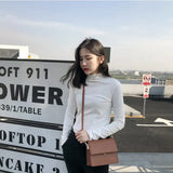 Zingj Spring 2024 Half Turtleneck Jacket Bottom Shirt Women's Letters Embroidered Slim Students Solid Color And Velvet Long Sleeve T-Shirt