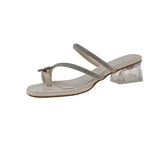And Summer 2025 New Toe Women's Coarse And Cool Slippers Water Drill Bows And Skirts Can Wear Beach