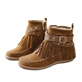 Suping Bottom Short Boots Women 2025 Autumn And Winter Rivet Belt Buckle Martin Boots Velvet Leisure