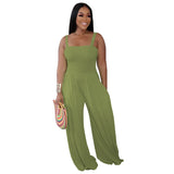 Zingj New Women's Solid Color Casual Strap Strapless Wide-Leg