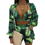 New Sexy Women's Pure Color Shorts Fashion Three-Piece