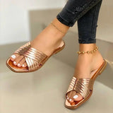 Flat-Bottomed Cross-Slip Slippers Women Flat And Patent-Skin Beach Cool Slippers Women