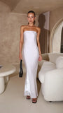 Zingj Years Ins Wind Summer Style Bright Silk Wrapped Chest Sexy Long Dress Dress