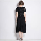 Small Scent Dress Female High-End Exquisite Temperament Lace Spliced 100 Folded Long Dress Dress Dress
