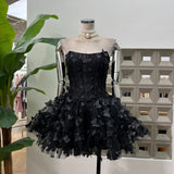 Romantic Sweet Name Of The Golden Party 穩蝩蝶蝶fish Bone Strapped Braped Dress With