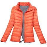 Large Size Plus Fat Down Jacket Female Light Korean Version Fashion Standing Collar Short Fat MM White Duck Down Coat Tide-Outfit