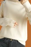 Turtleneck Women Sweater Thick Warn Pullovers For Women Knitted Tops Autumn 2023 Loose Sweater Turtleneck Women's