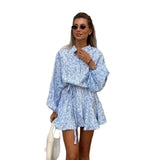 Summer New Women's Broken Flower Single Buckle Tie With Body Dress