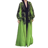 Zingj 2024 New Contrast Color Print Loose Casual Accept Waist Long Dress Woman-Outfit