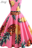 Print Summer Dress Women Vintage Dresses Elegant Retro Party Tank Sleeveless Casual Office