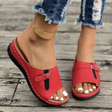 Slope Heel Sandals Women 2025 Summer New Belt Buckle Fashion Lightweight Burst Slippers