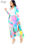 Piece Matching Sets Sexy Printed 2 Piece Set Women Clothes 2023 Long Cardigan Tops+Pants Suits Casual Autumn Winter