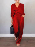 Women's Summer Fashion Solid Color Sleeve Short-Sleeved Blouse Trousers