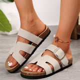 Summer New Large-Size Slippers Women With Thick-Bottomed Words Buckle Solid Color Casual Cold Slippers