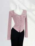 Zingj Heart Shows Thin Pure Desire Wind Pink Long Sleeve Knit Cardigan Female Hot Girl Bottom Shirt Early Spring Slim