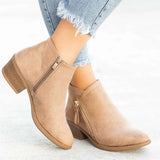 Short Cylinder Side Zipper Round Head Fashion Women's Velvet Face Thick And Thin Martin Boots