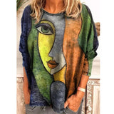 Size Women's Printing Print Long Sleeve Loose