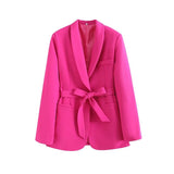 And Autumn Women Equipped With Belt Evening Dress Collar Blazer High Waist Loose Hanging Trousers
