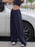 Piping Detail Wide Leg Track Pants- Outfit